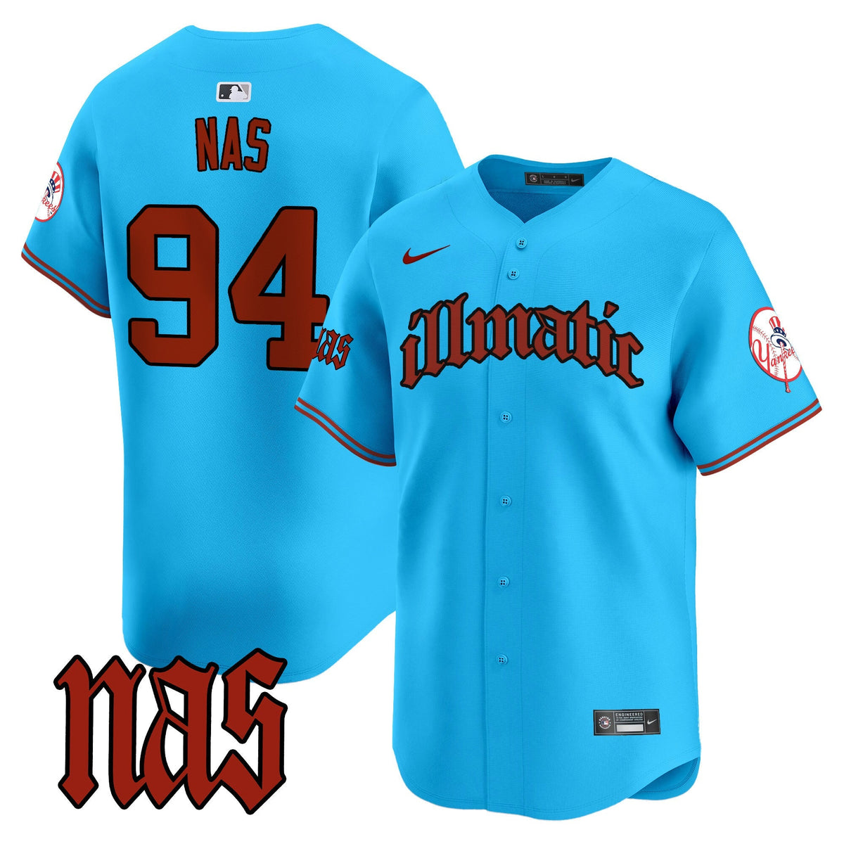 NYY Nas Illmatic Vapor Premier Limited Jersey - All Stitched
