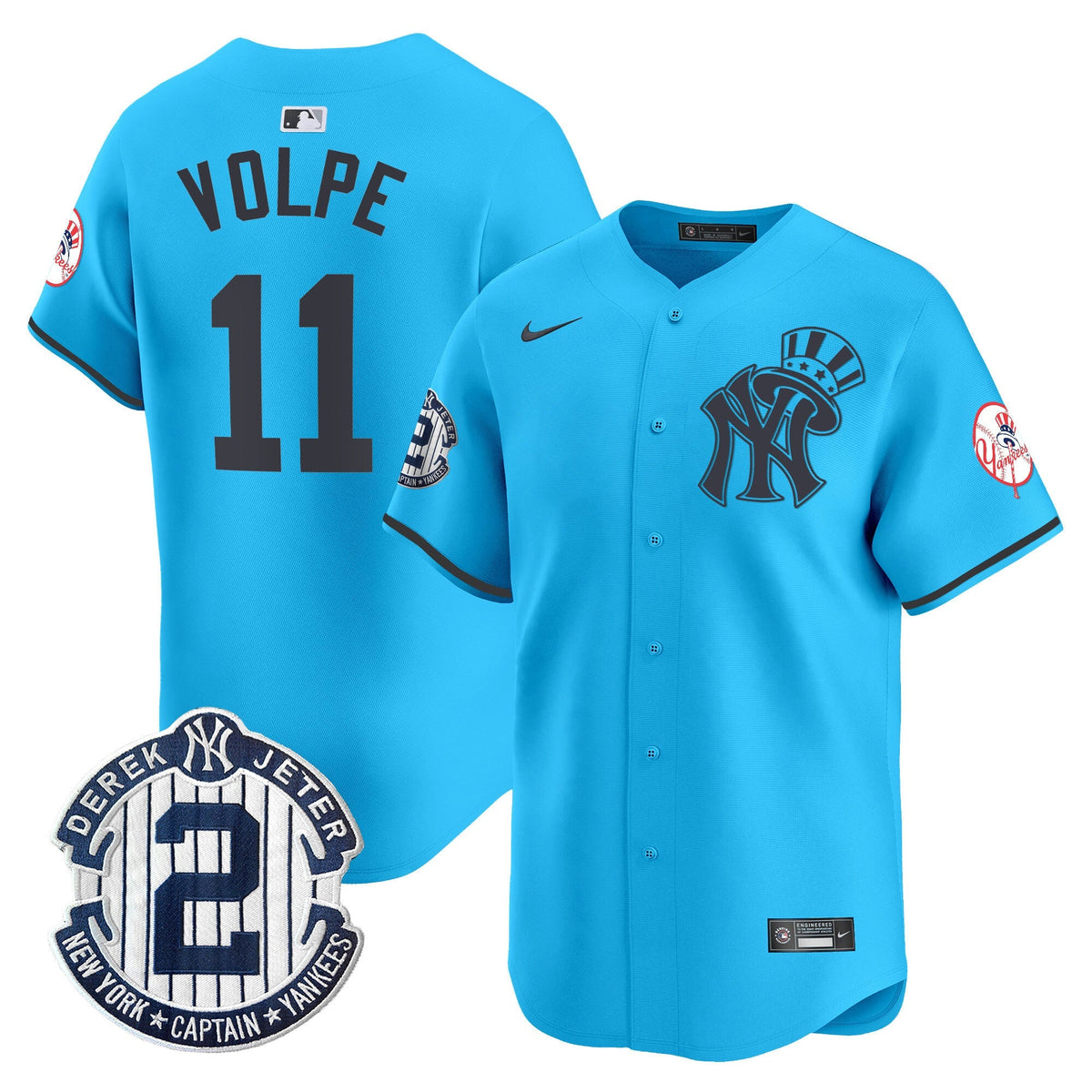 NYY Derek Jeter Patch Vapor Premier Limited Jersey V2 - All Stitched