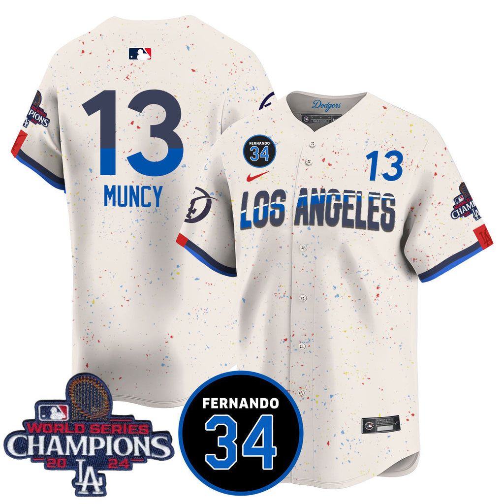 LA Dodgers - World Series Champions 2024/Fernando Valenzuela Memorial Jersey - All Stitched N1