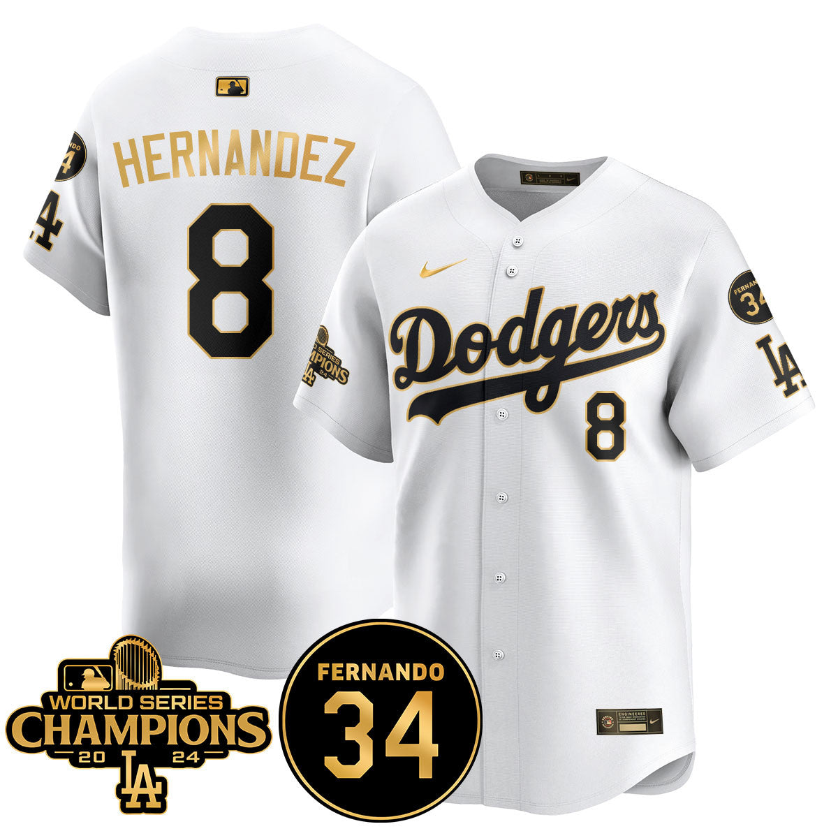 LA Dodgers - World Series Champions 2024/Fernando Valenzuela Memorial Jersey - All Stitched N1