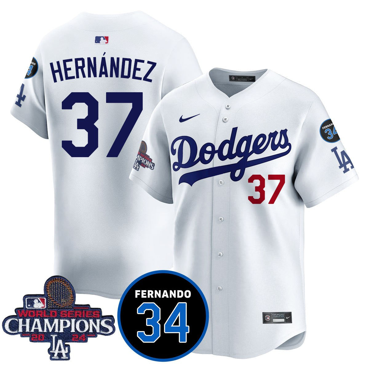 LA Dodgers - World Series Champions 2024/Fernando Valenzuela Memorial Jersey - All Stitched N1