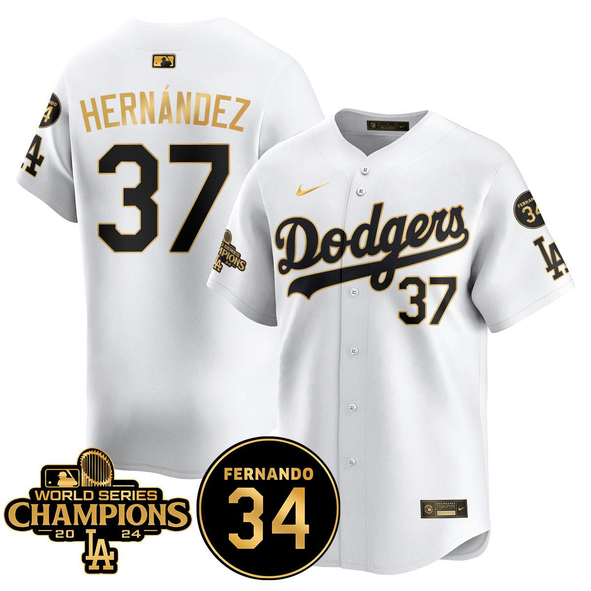 LA Dodgers - World Series Champions 2024/Fernando Valenzuela Memorial Jersey - All Stitched N1