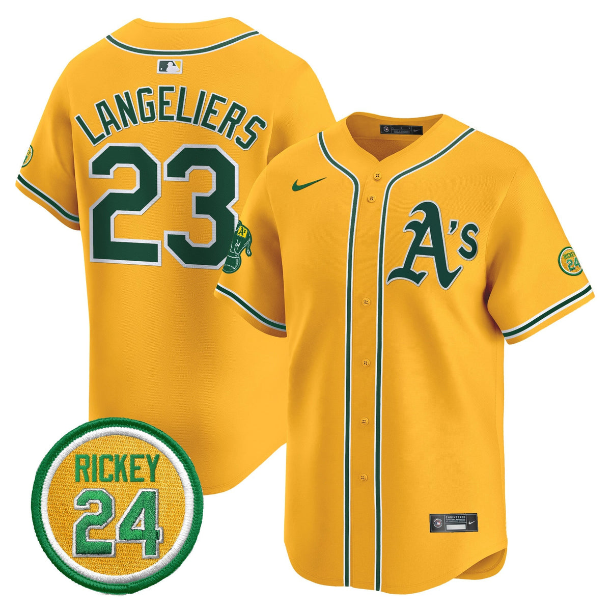 OAK Rickey Henderson Patch Vapor Premier Limited Jersey - All Stitched