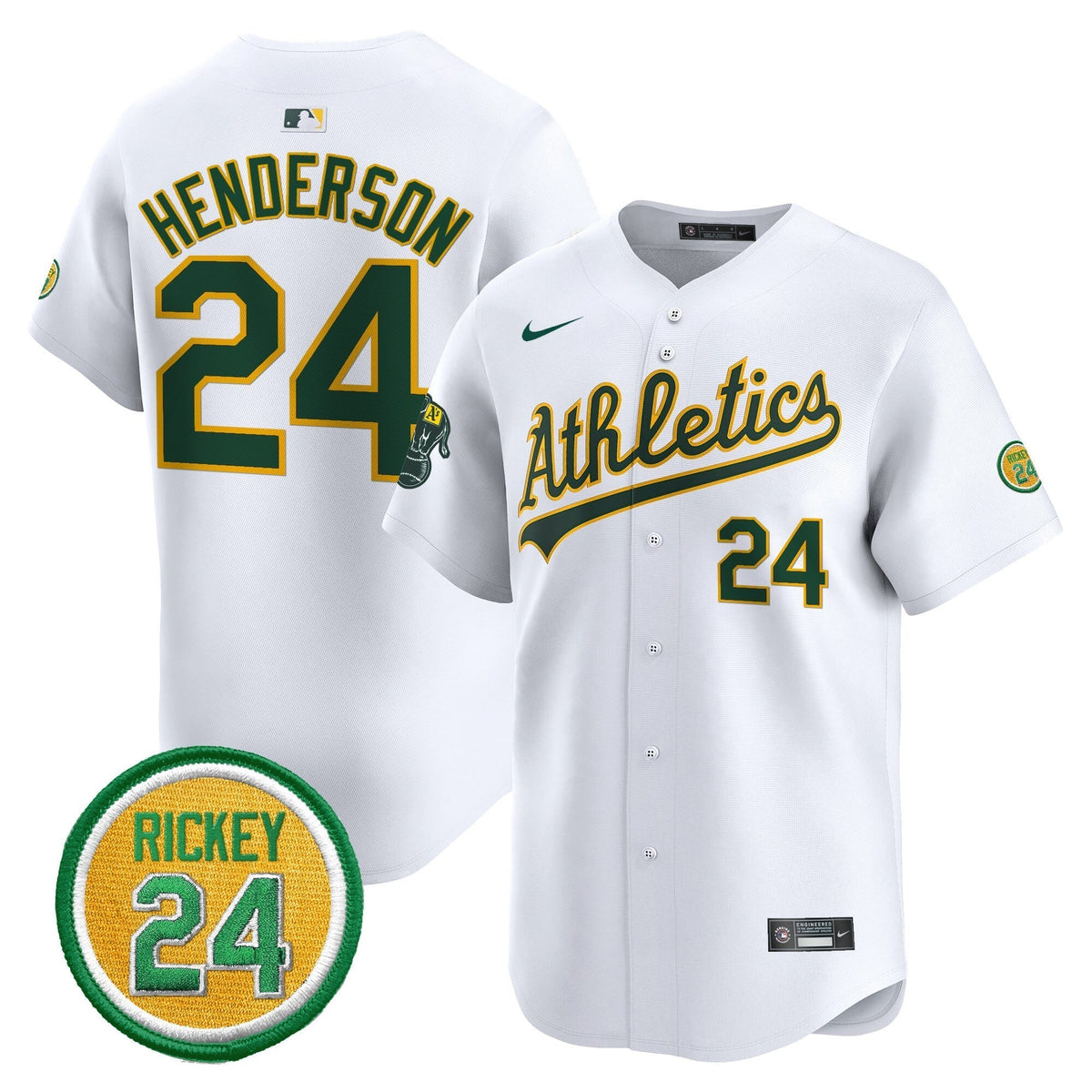 OAK Rickey Henderson Patch Vapor Premier Limited Jersey - All Stitched