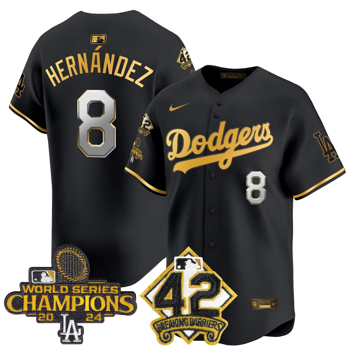 Dodgers 2024 World Series Champions & Jackie Robinson Patch Vapor Premier Limited Jersey - All Stitched