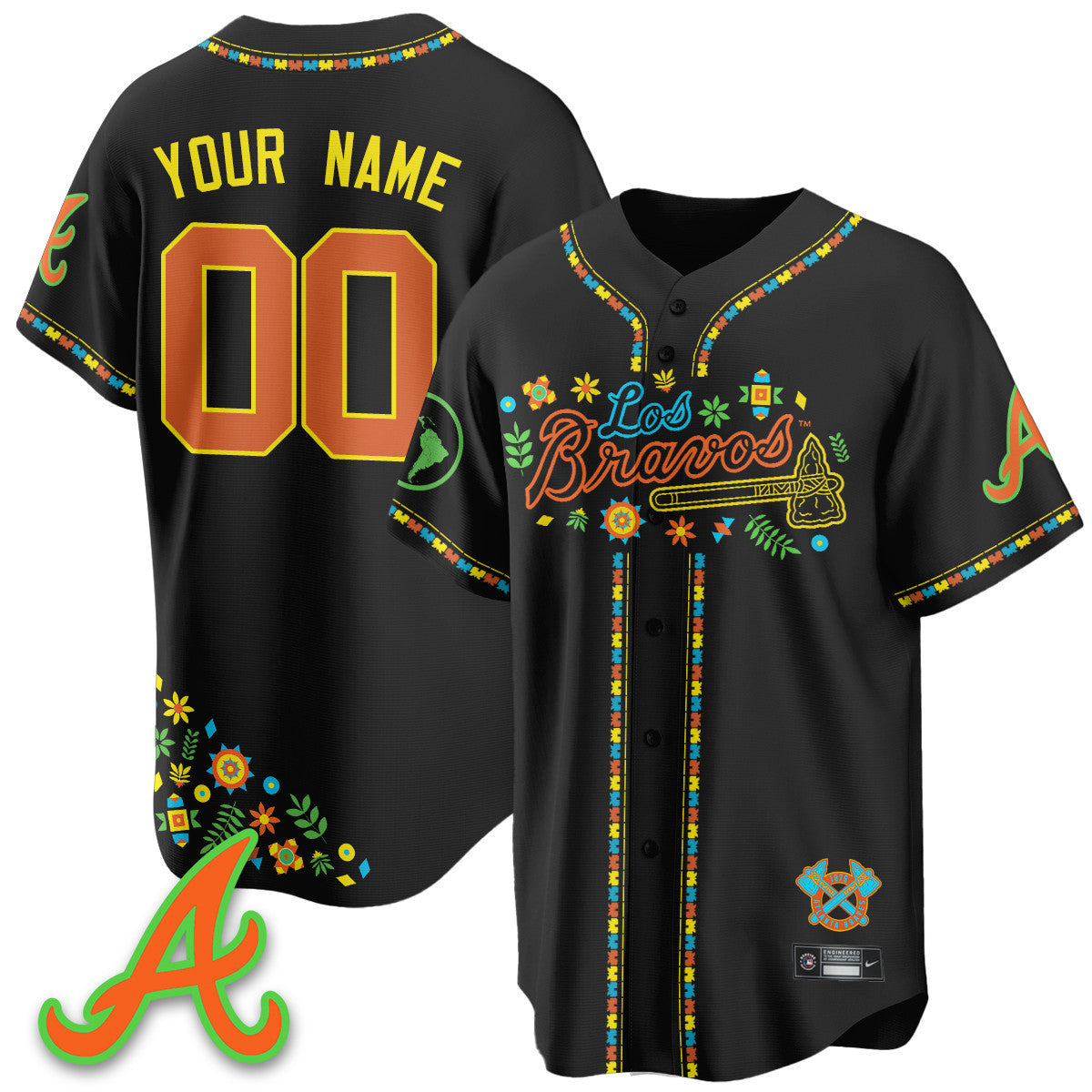 Custom Atlanta Braves 2025 "Los Bravos" Jersey - All Stitched