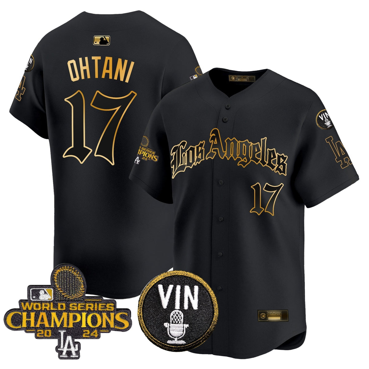 Dodgers 2025 LA Gothic Style Gold Vapor Premier Limited Jersey - All Stitched