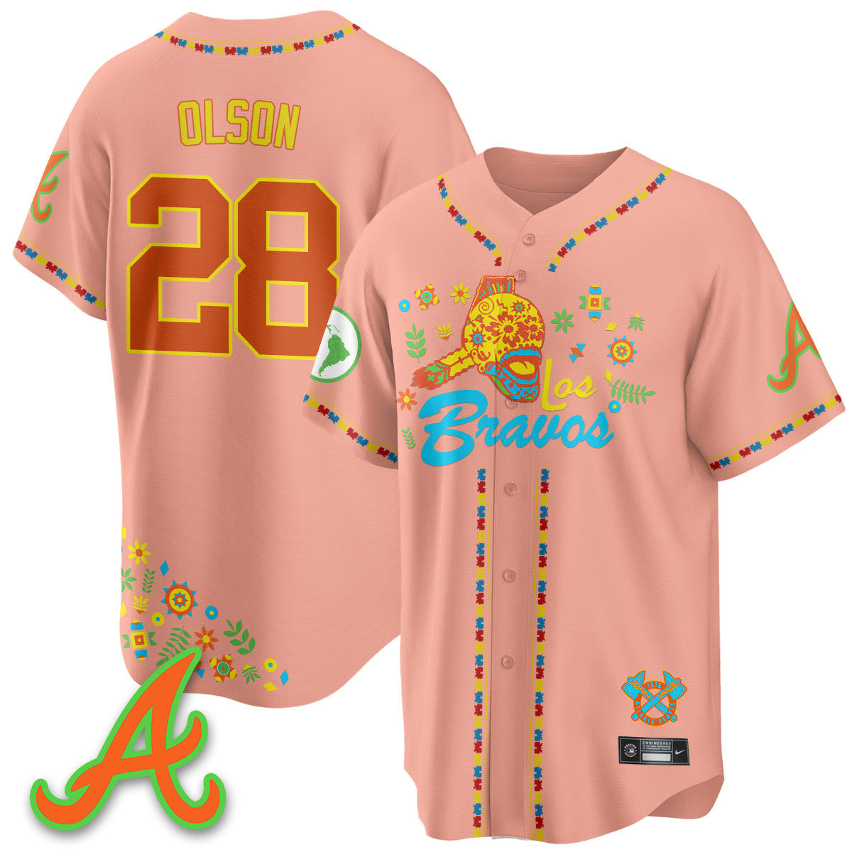 Men's Atlanta Braves 2025 "Los Bravos" Jersey V2 - All Stitched