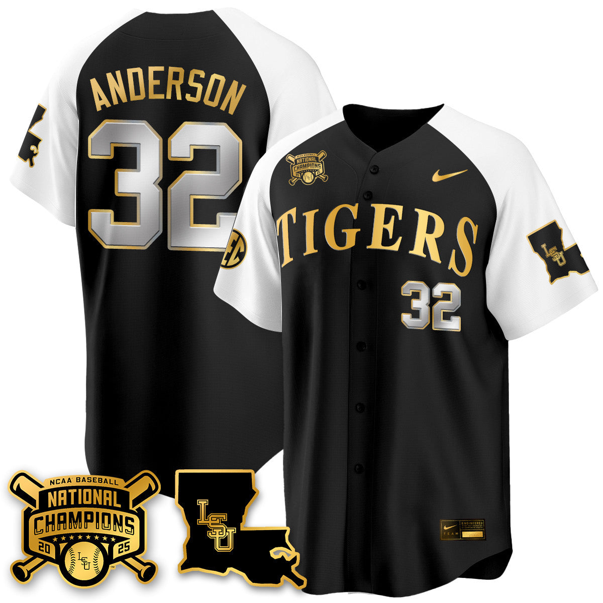 LSU 2025 World Series Champions Limited Gold Men Jersey - All Stitched