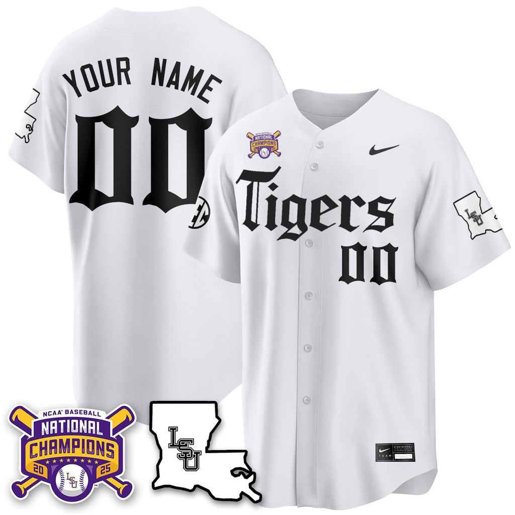 Youth's LSU Tigers 2025 World Series Champions 'Gothic Geaux Edition' Jersey - All Stitched