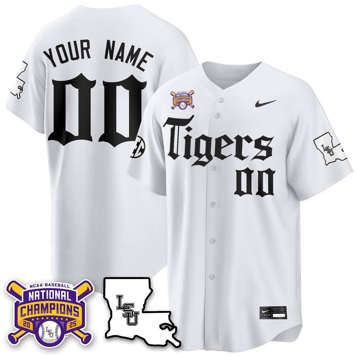 Youth's LSU Tigers 2025 World Series Champions 'Gothic Geaux Edition' Jersey - All Stitched