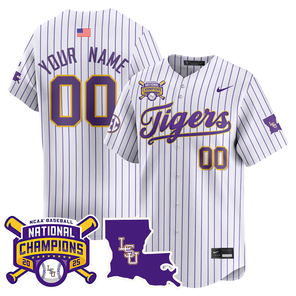 Men's LSU Tigers 2025 World Series Champions Limited Jersey - All Stitched