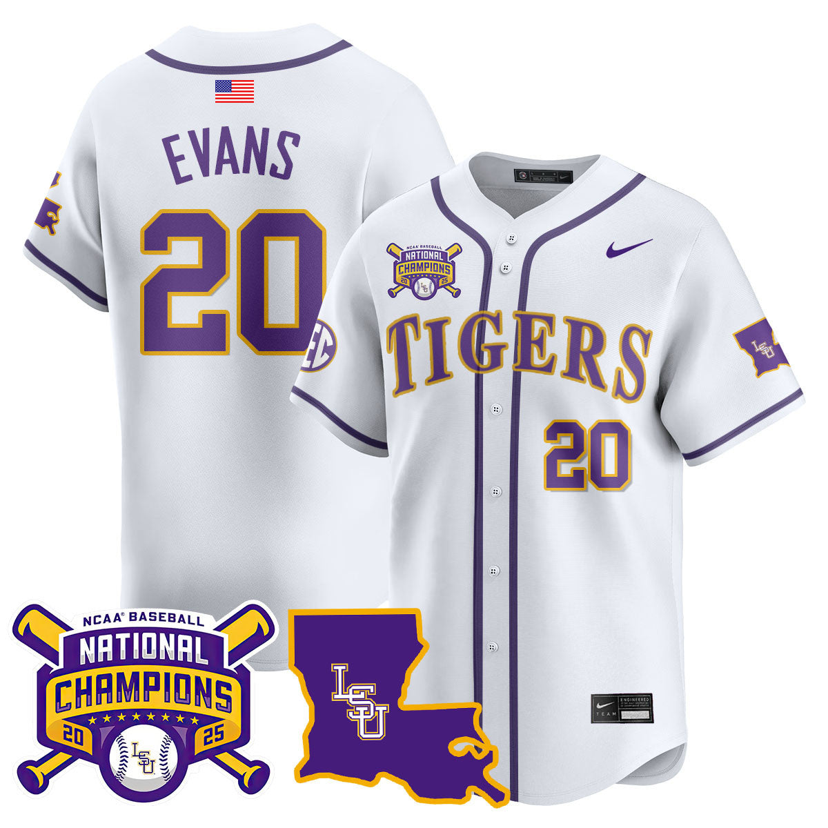Men's LSU Tigers 2025 World Series Champions Limited Jersey - All Stitched