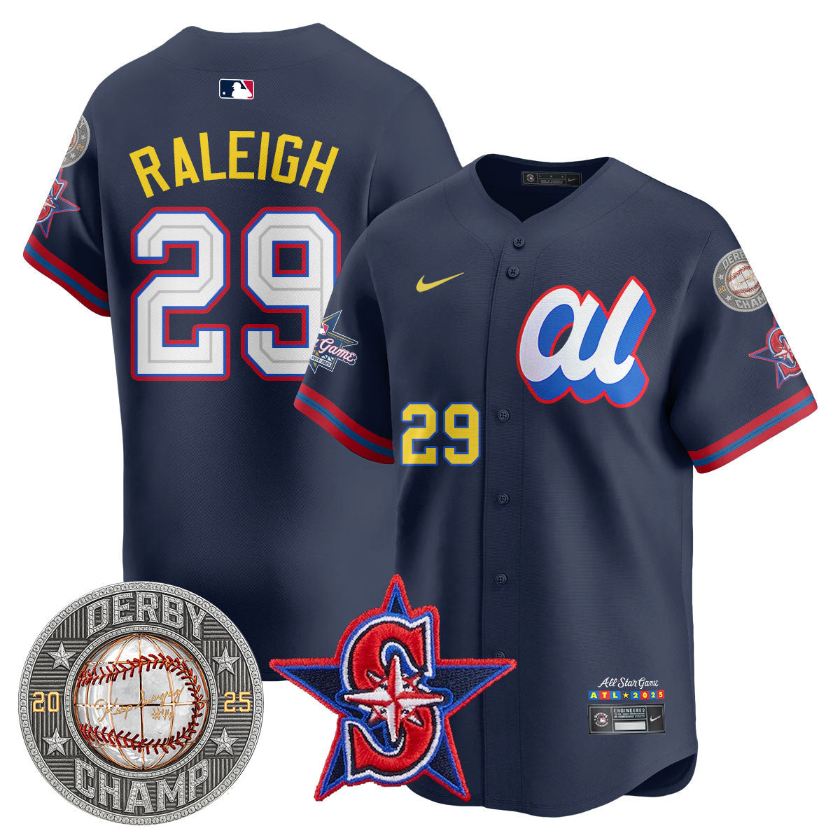 Cal Raleigh HRDERBY Champion AL 2025 MLB All-Star Men Jersey V1 - All Stitched
