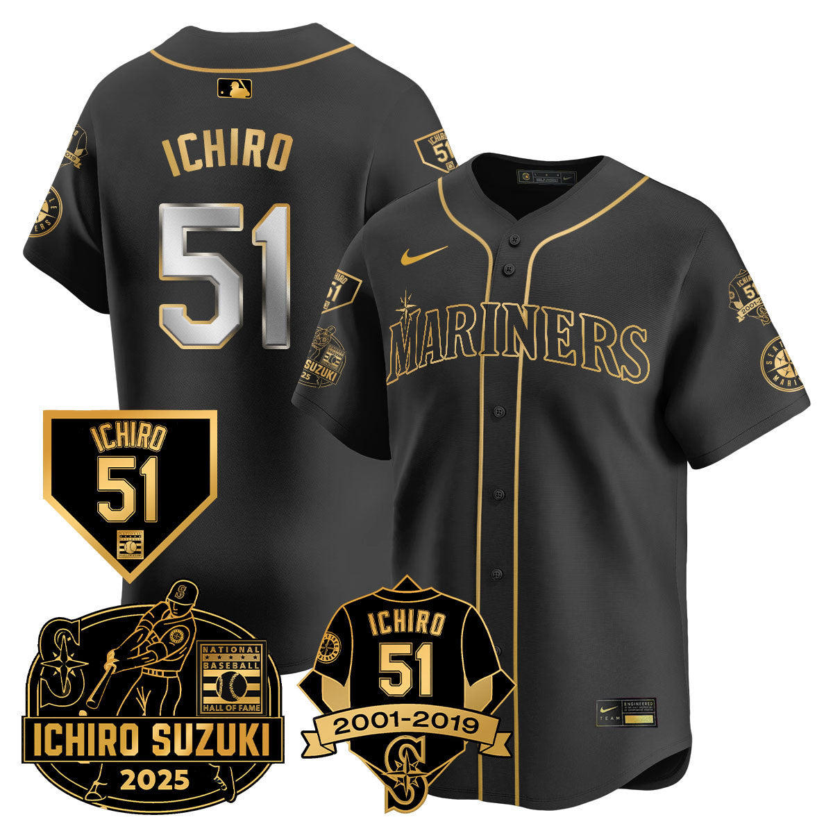 SEA Ichiro Number Retirement Men Jersey - All Stitched