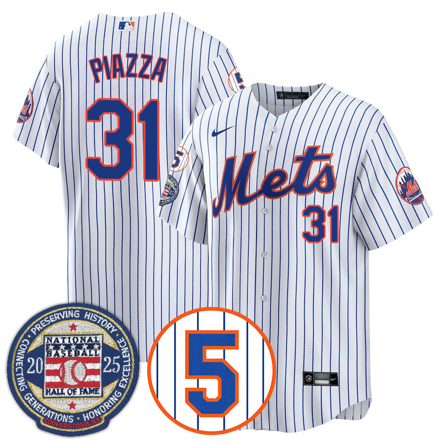 NYM Number Retirement & Hall of Fame Gold Men Jersey - All Stitched