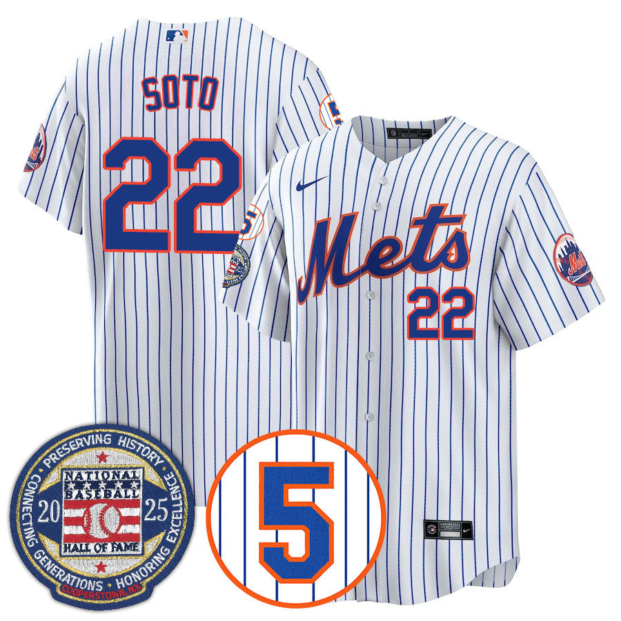 NYM Number Retirement & Hall of Fame Gold Men Jersey - All Stitched