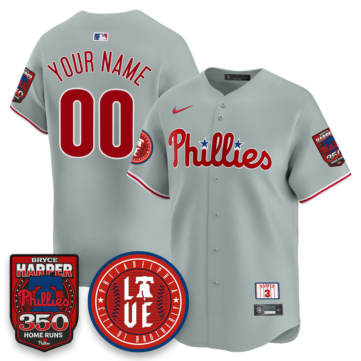 Men's Bryce Harper Philadelphia Phillies 350 Home Runs Jersey - All Stitched