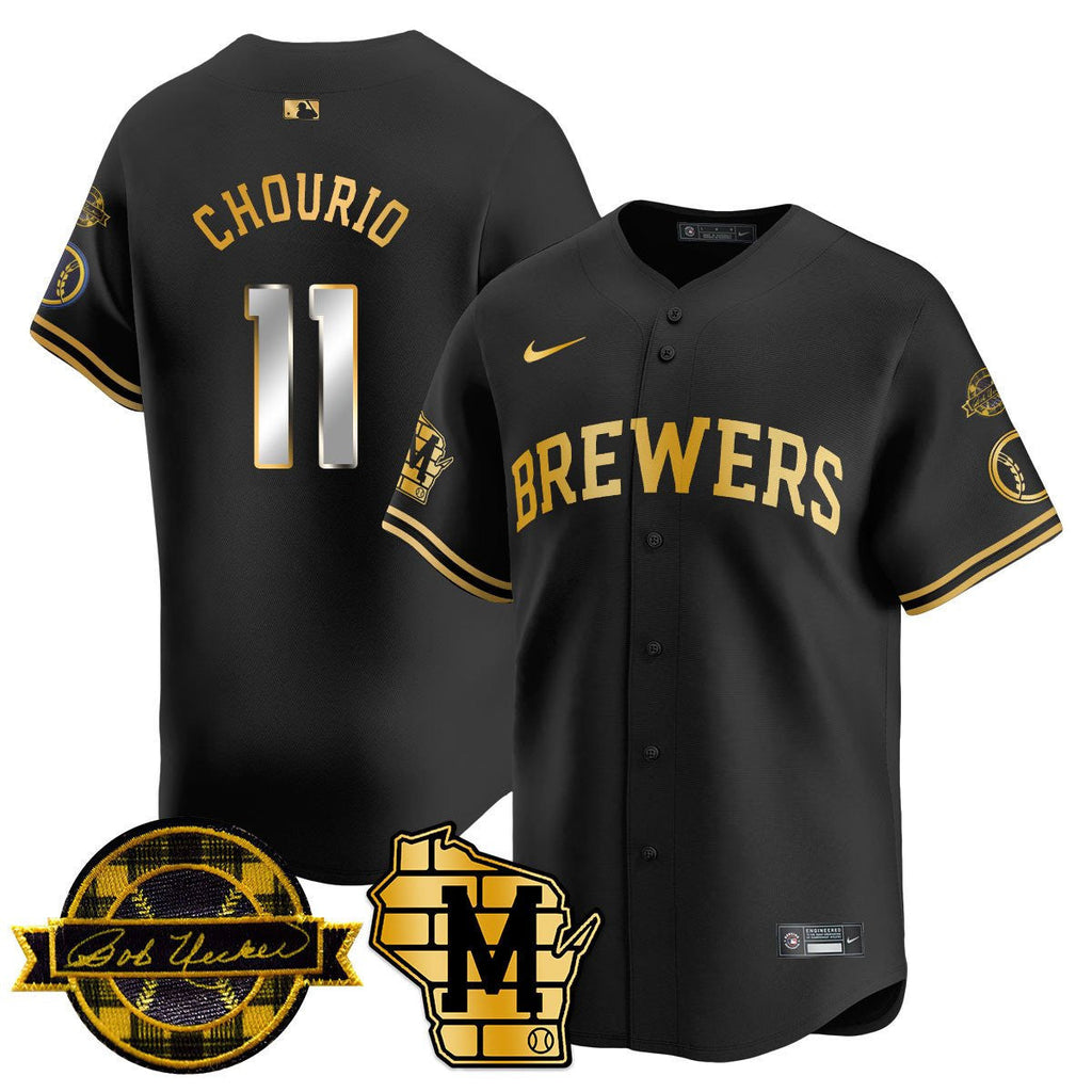 MIL Bob Uecker Patch Vapor Limited Jersey - All Stitched