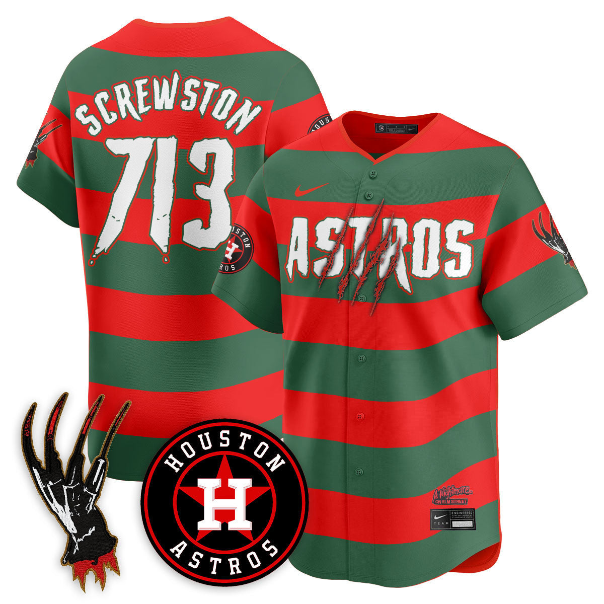 Men's Houston Astros "A Nightmare on Elm Street" Jersey - Stitched