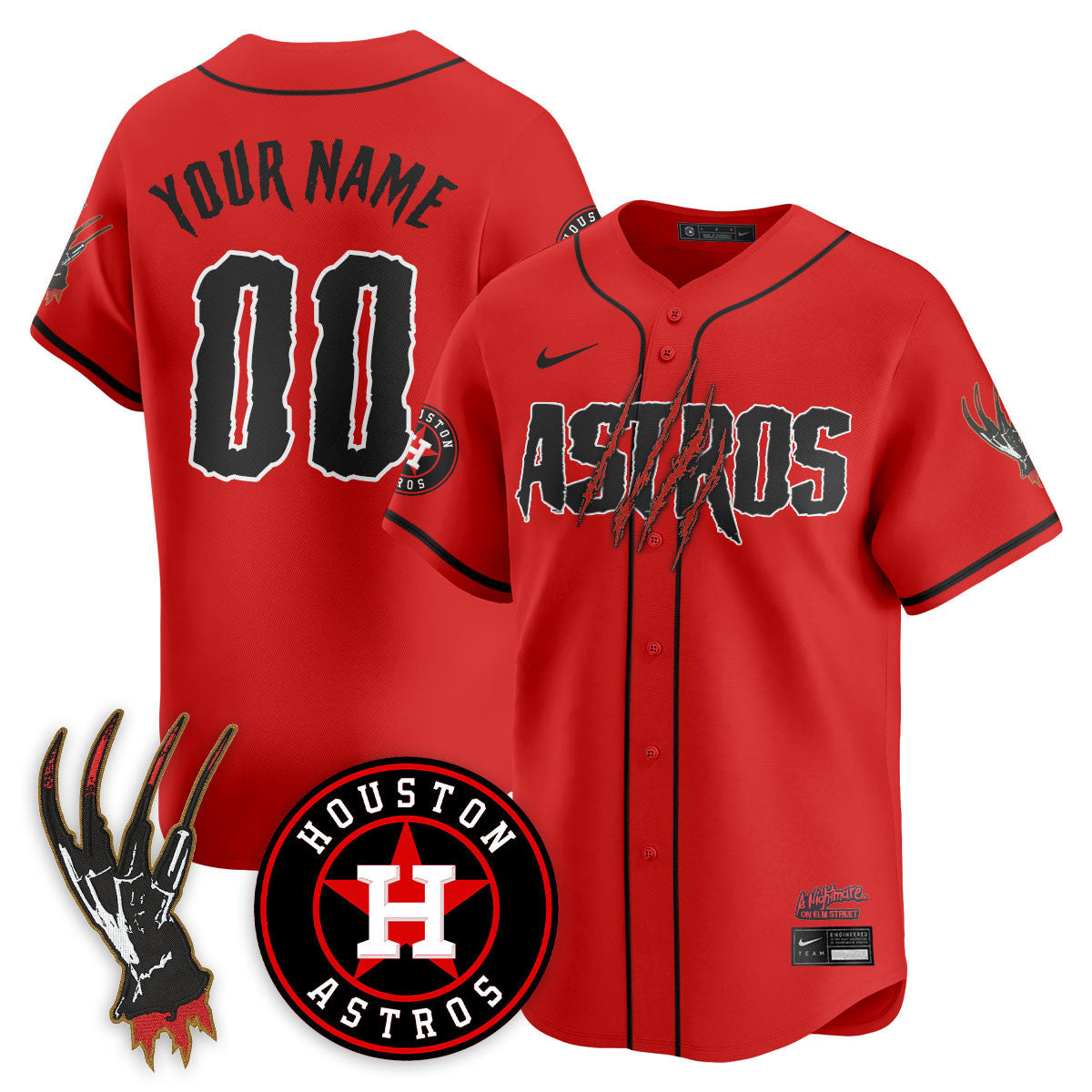Men's Houston Astros "A Nightmare on Elm Street" Jersey - Stitched