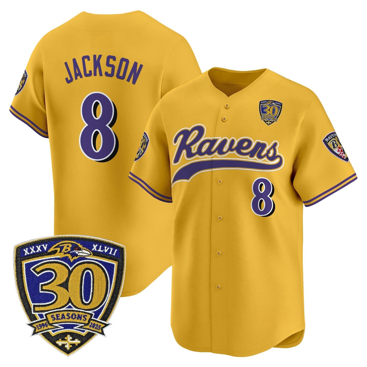 BAL 2025 Vapor Baseball Jersey - 30th Anniversary Patch - All Stitched