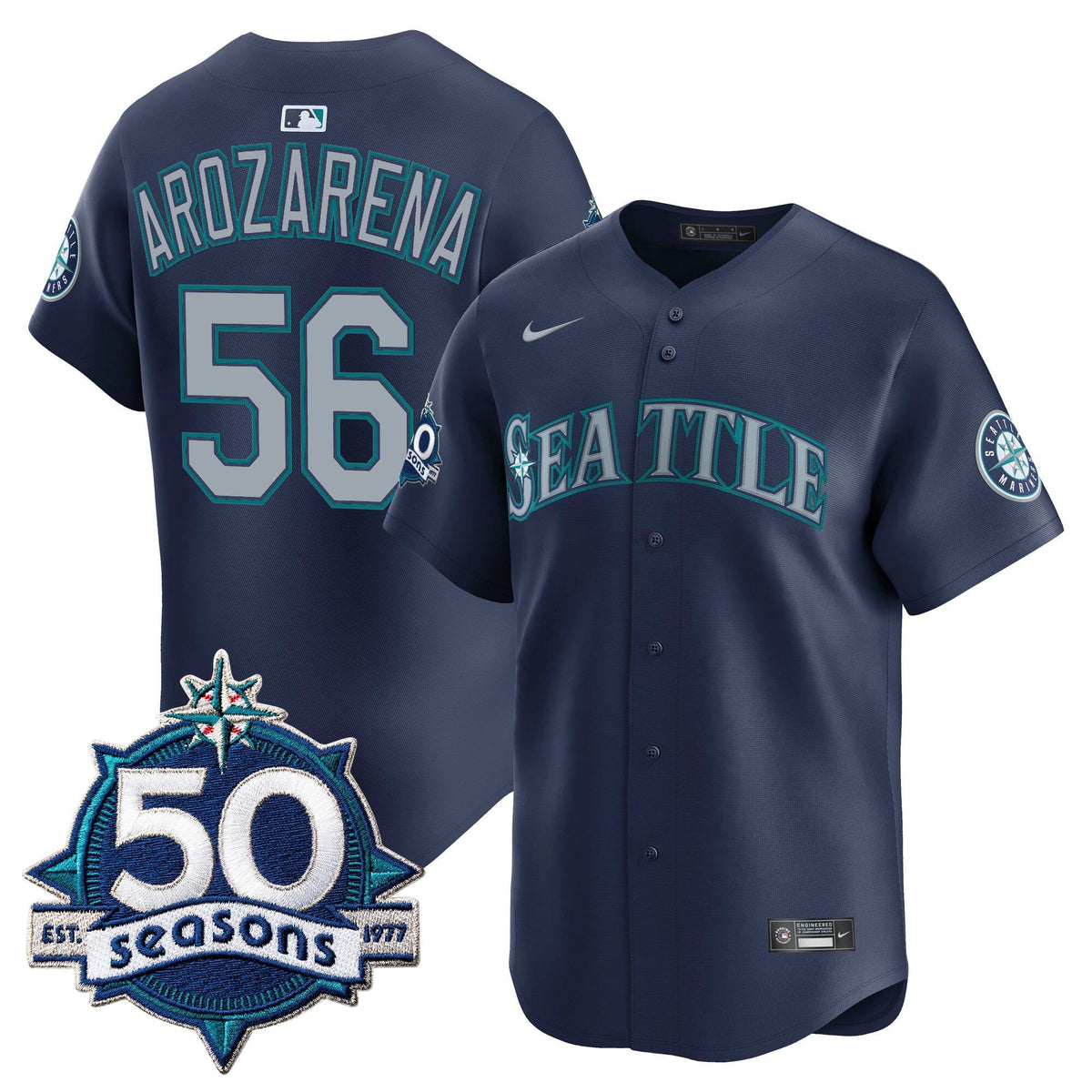 SEA 50 Seasons Patch Vapor Premier Limited Jersey - All Stitched