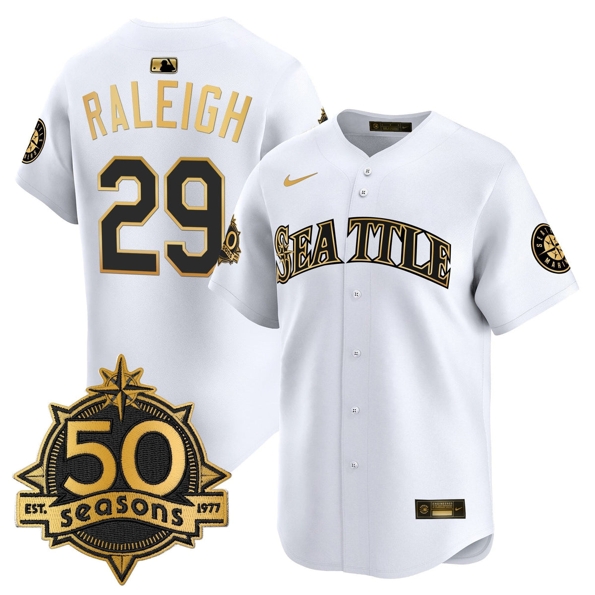 SEA 50 Seasons Patch Vapor Premier Limited Jersey - All Stitched