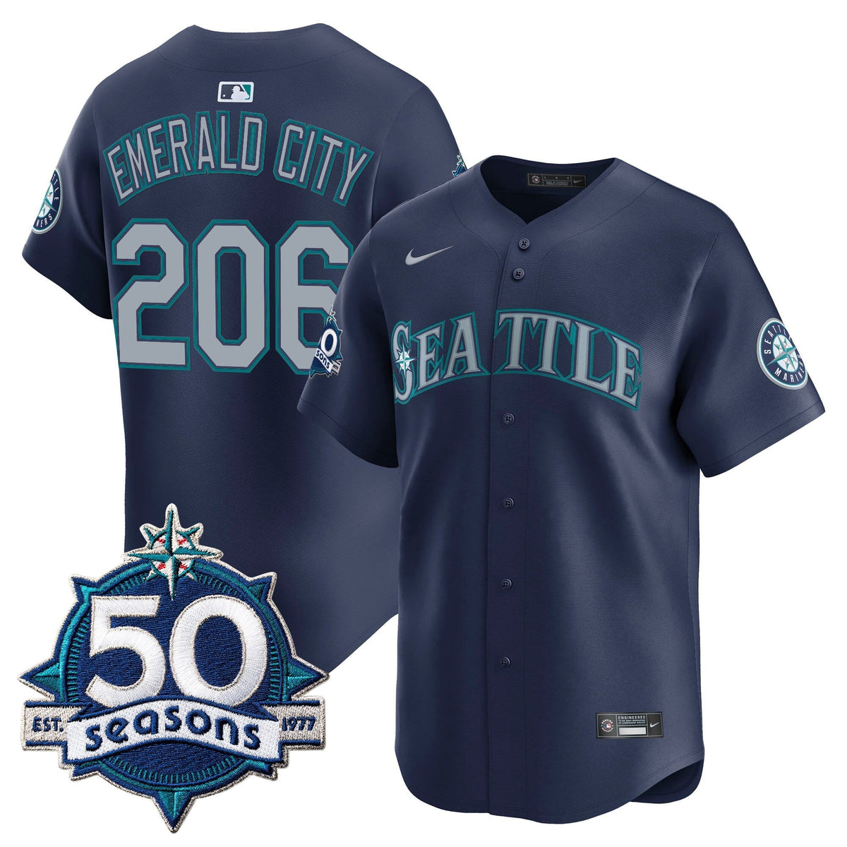 SEA 50 Seasons Patch Vapor Premier Limited Jersey - All Stitched