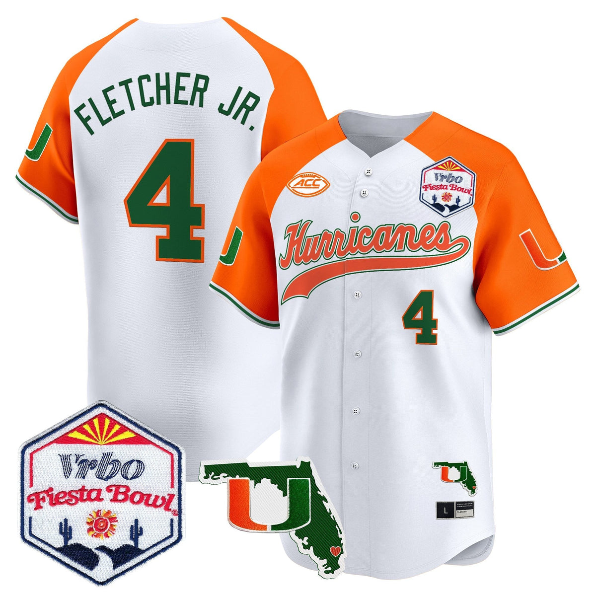 MIA 2026 The Fiesta Bowl & Florida Patch Vapor Baseball Jersey - All Stitched