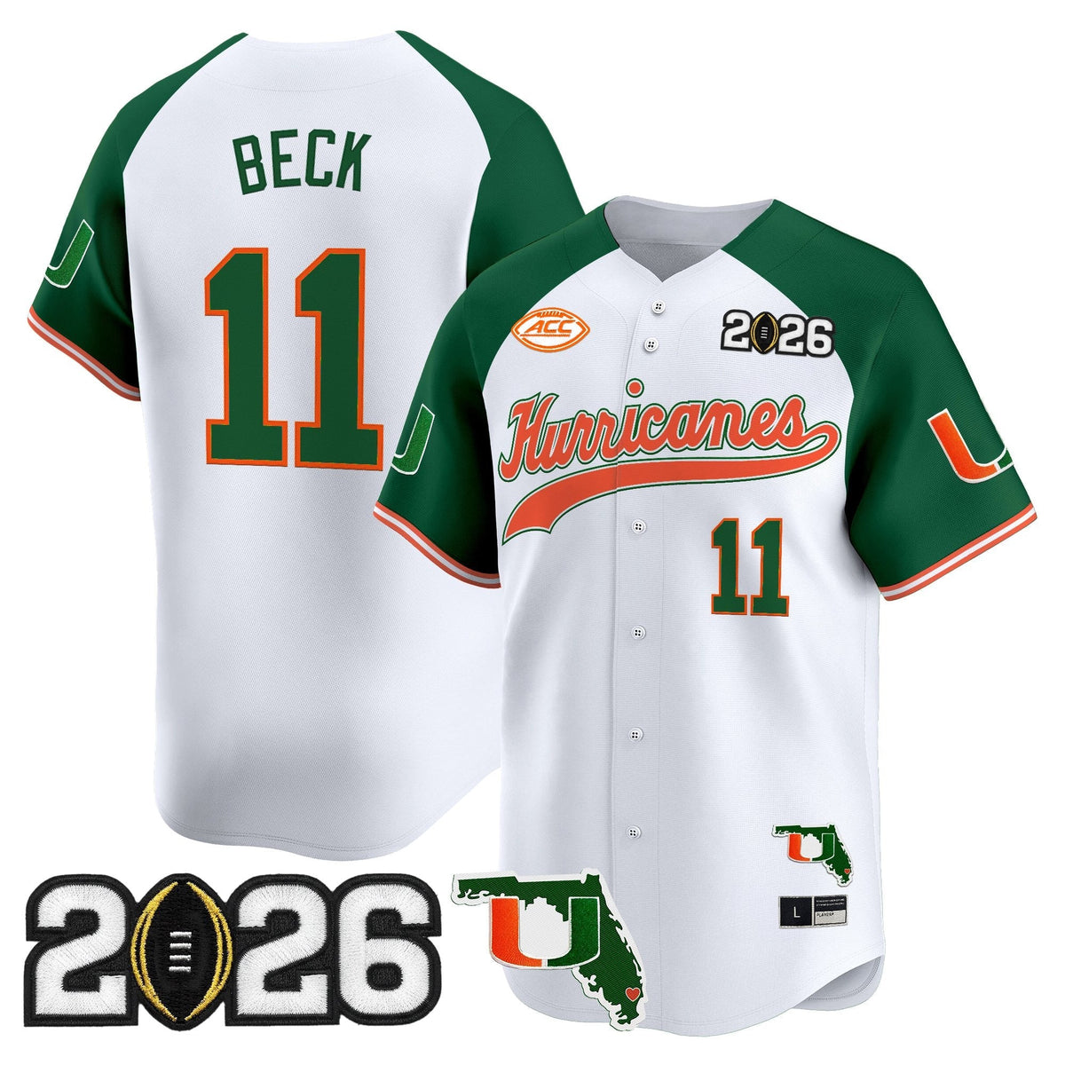 MIA 2026 CFP Final & Florida Patch Vapor Baseball Jersey - All Stitched