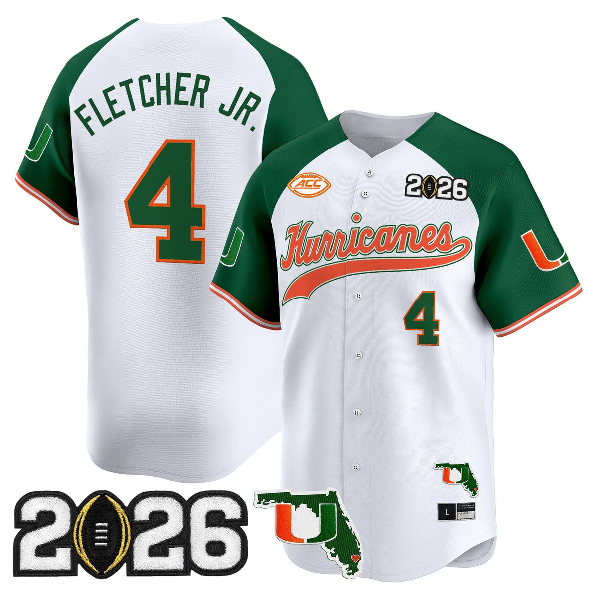 MIA 2026 CFP Final & Florida Patch Vapor Baseball Jersey - All Stitched