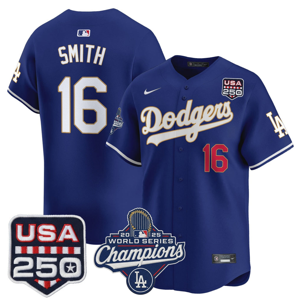 Dodgers 2025 World Series Champions & 250America Patch Vapor Premier Limited Jersey - All Stitched