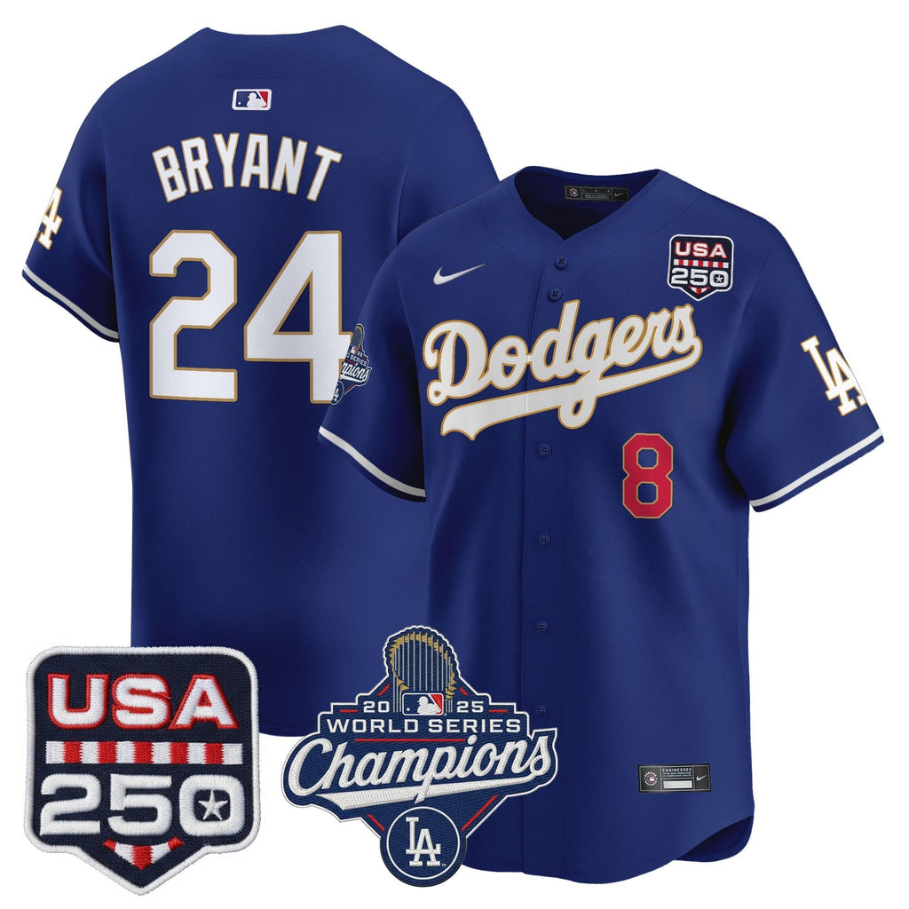 Dodgers 2025 World Series Champions & 250America Patch Vapor Premier Limited Jersey - All Stitched