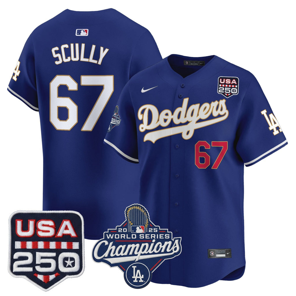 Dodgers 2025 World Series Champions & 250America Patch Vapor Premier Limited Jersey - All Stitched