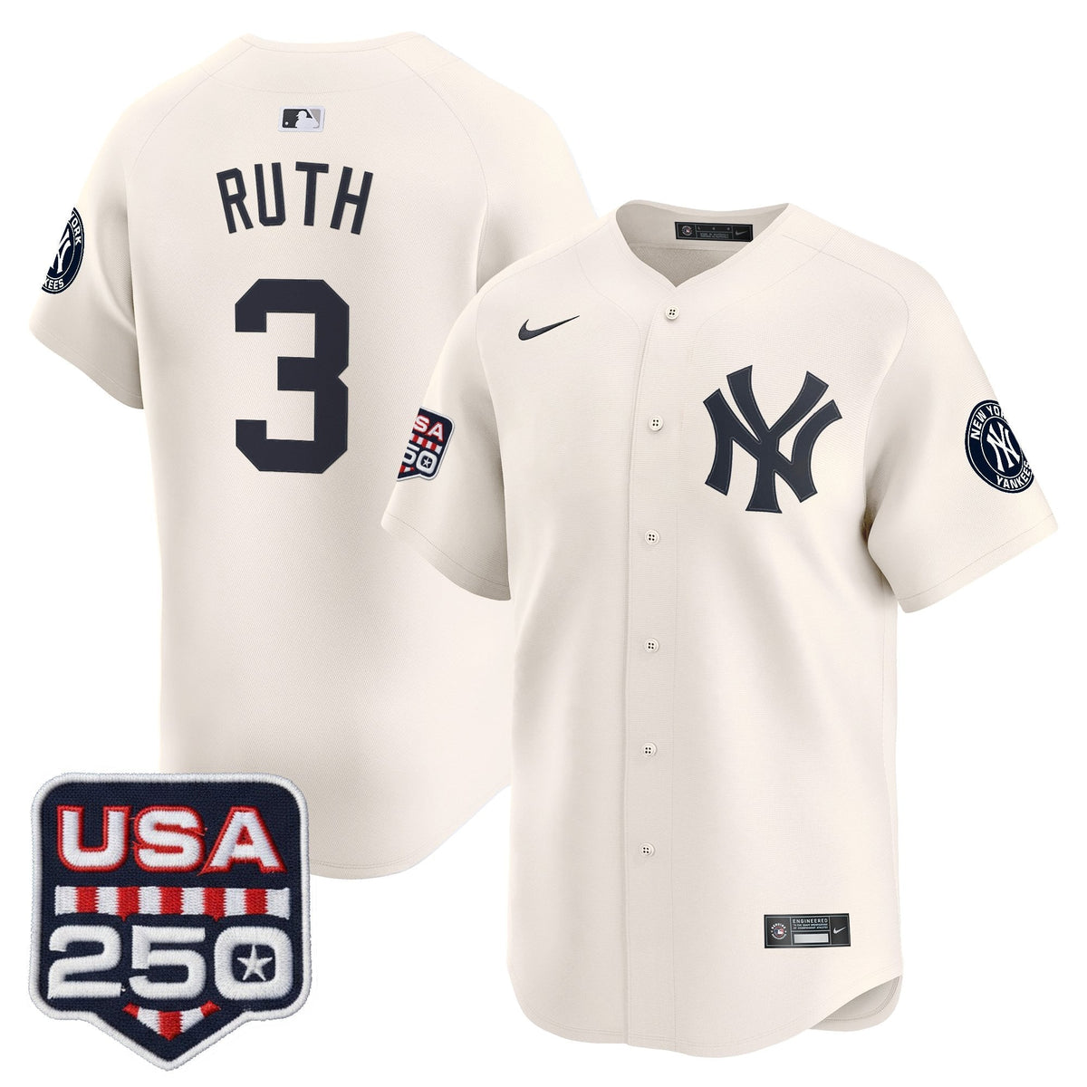 NYY 250America Patch Vapor Premier Limited Jersey - All Stitched
