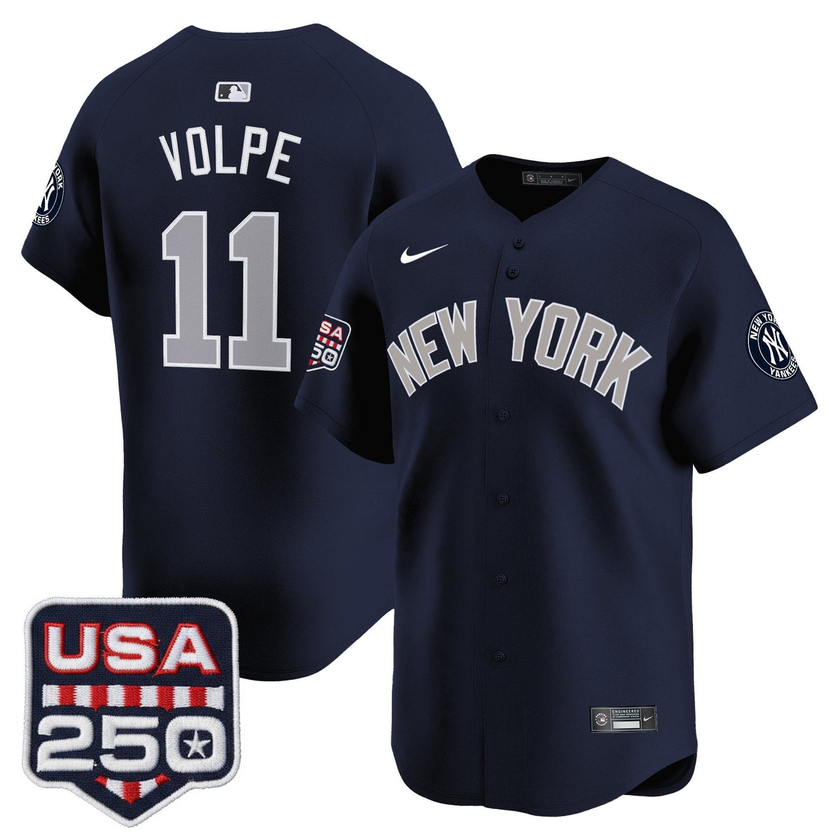 NYY 250America Patch Vapor Premier Limited Jersey - All Stitched