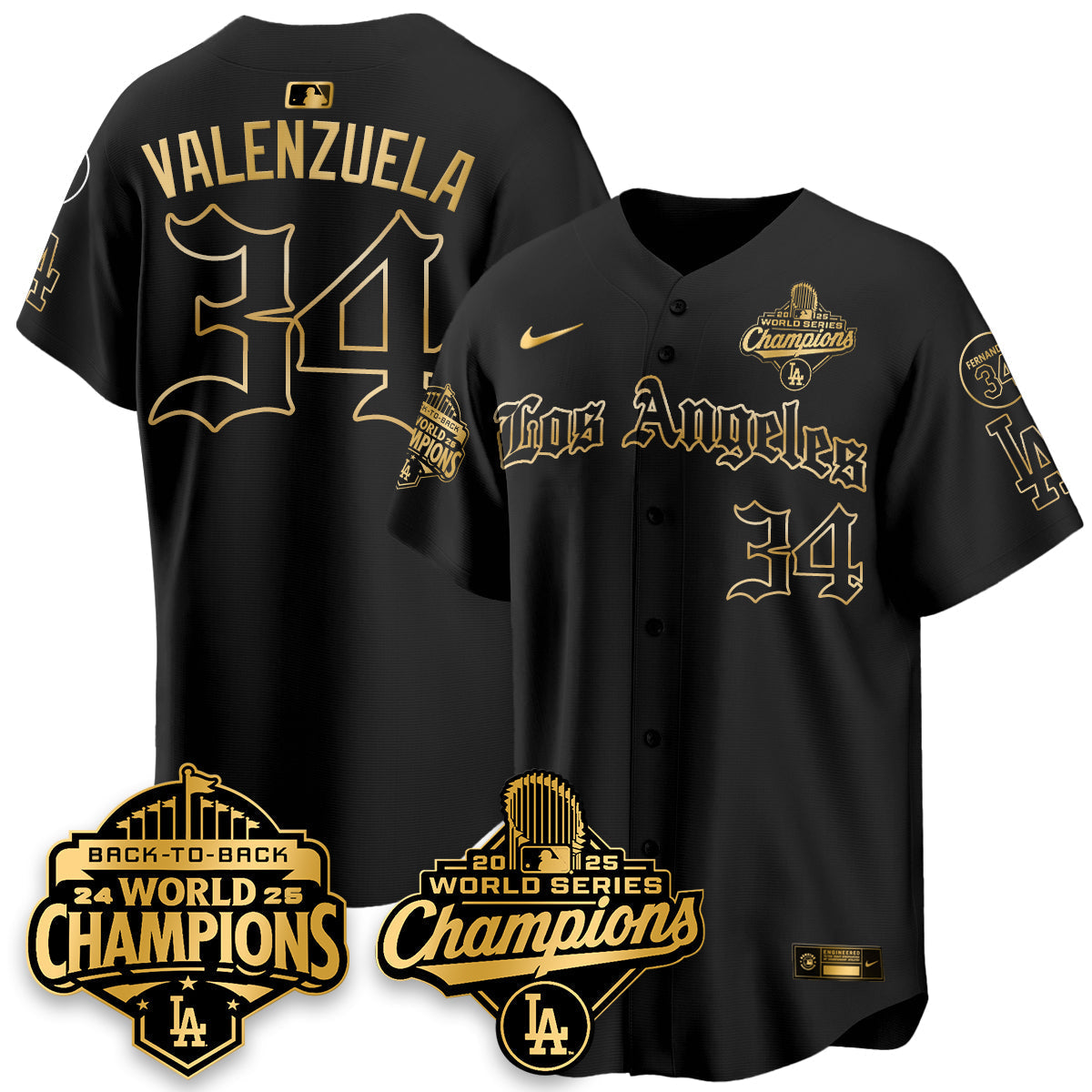 LAD 2025 World Series Champions Vapor Premier Limited Men Jersey - LA Gothic Edition - All Stitched N2