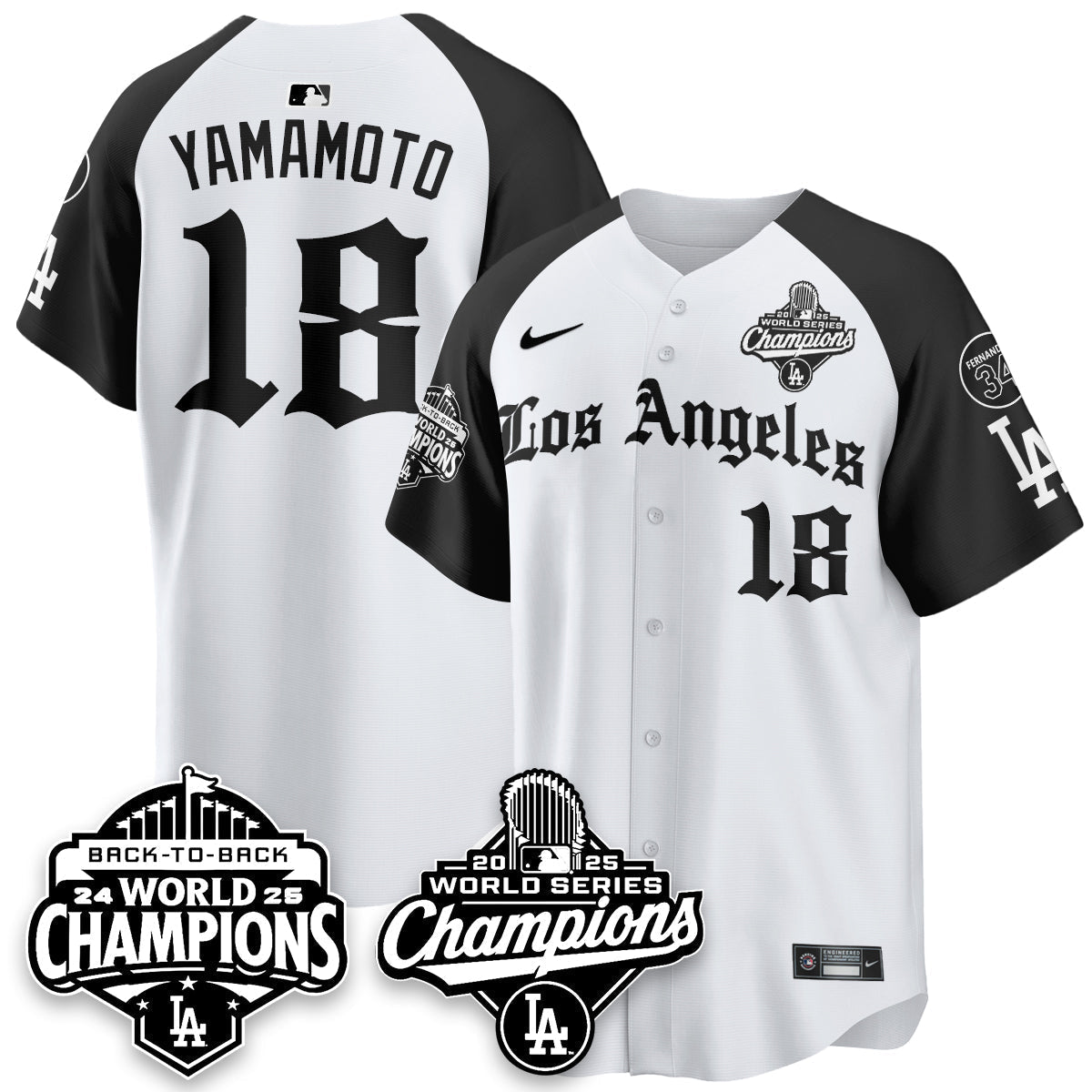LAD 2025 World Series Champions Vapor Premier Limited Jersey - LA Gothic Edition - All Stitched