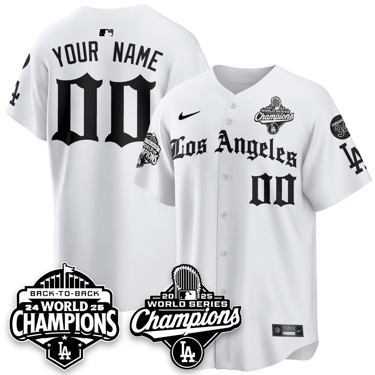 LAD 2025 World Series Champions Vapor Premier Limited Jersey - LA Gothic Edition - All Stitched
