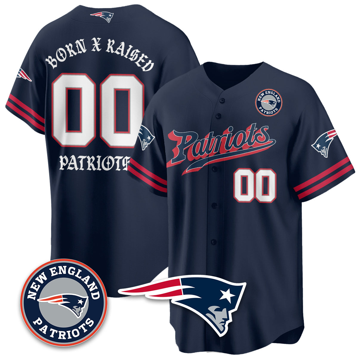 NE Born x Raised Baseball Jersey - All Stitched