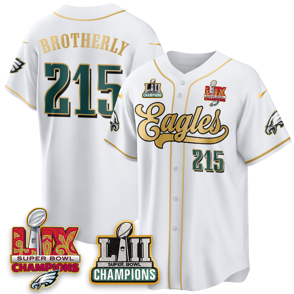 PHI LII-LIX Super Bowl Champions Vapor Limited Gold Baseball Men Jersey - All Stitched