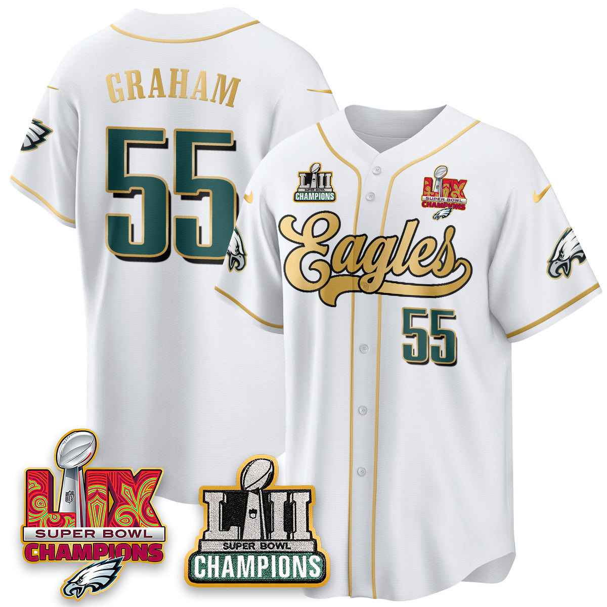 PHI LII-LIX Super Bowl Champions Vapor Limited Gold Baseball Men Jersey - All Stitched