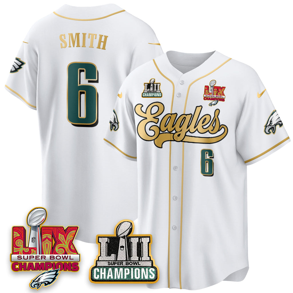 PHI LII-LIX Super Bowl Champions Vapor Limited Gold Baseball Men Jersey - All Stitched