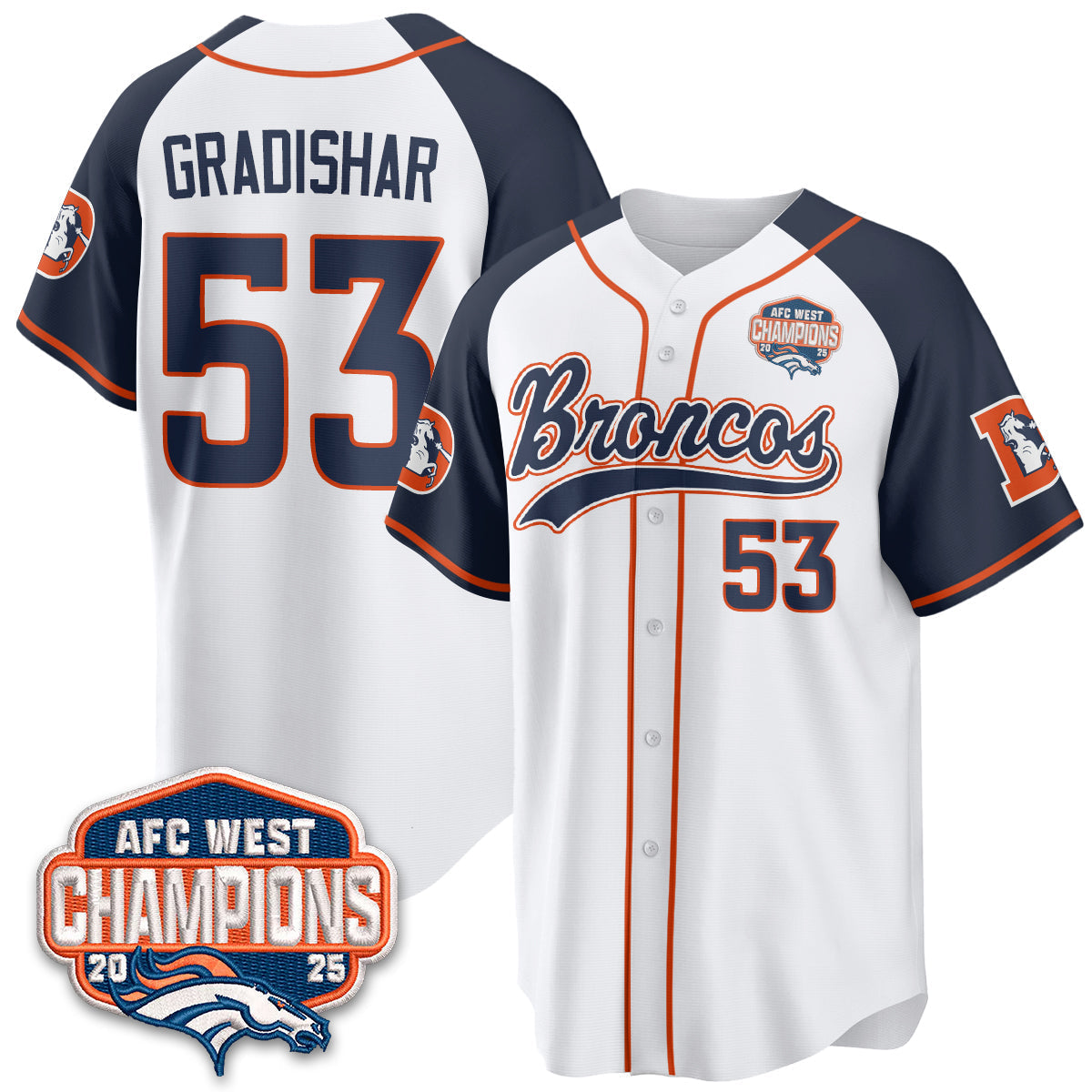 DEN AFC West Division Champions Vapor Limited Baseball Jersey - All Stitched