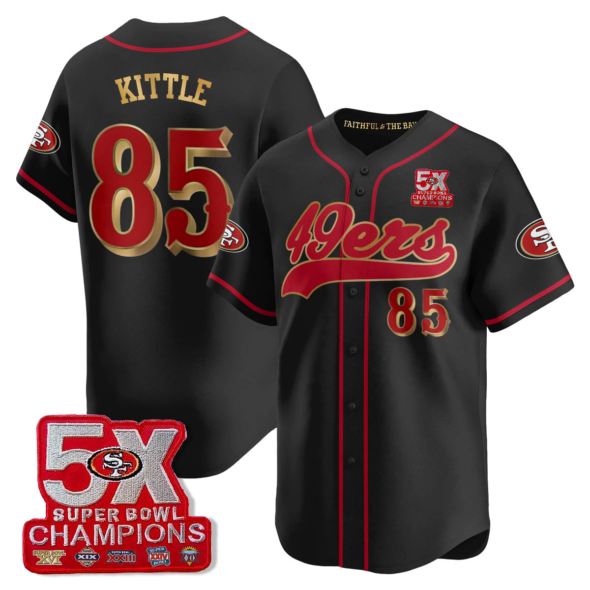 SF 5-Time Champions Patch Vapor Baseball Jersey - All Stitched