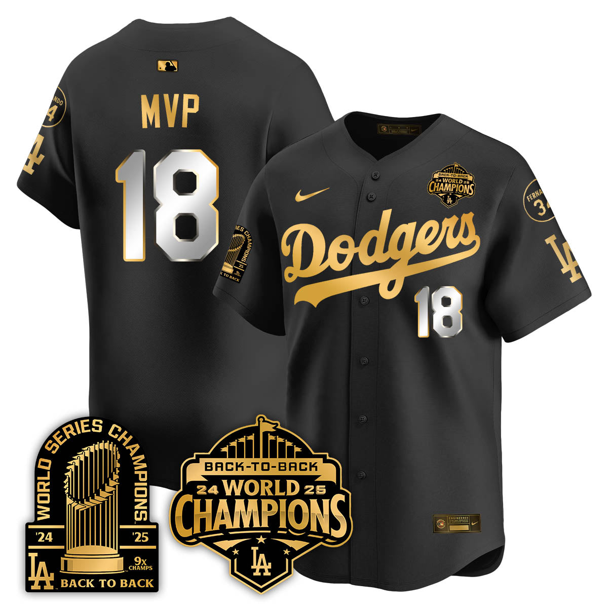 LAD 2025 World Series Champions Men Jersey - 9x Champs - All Stitched