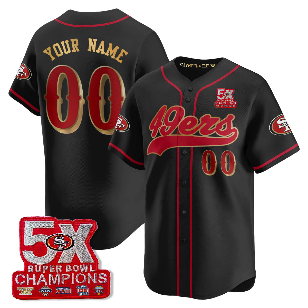SF 5-Time Champions Patch Vapor Baseball Jersey - All Stitched