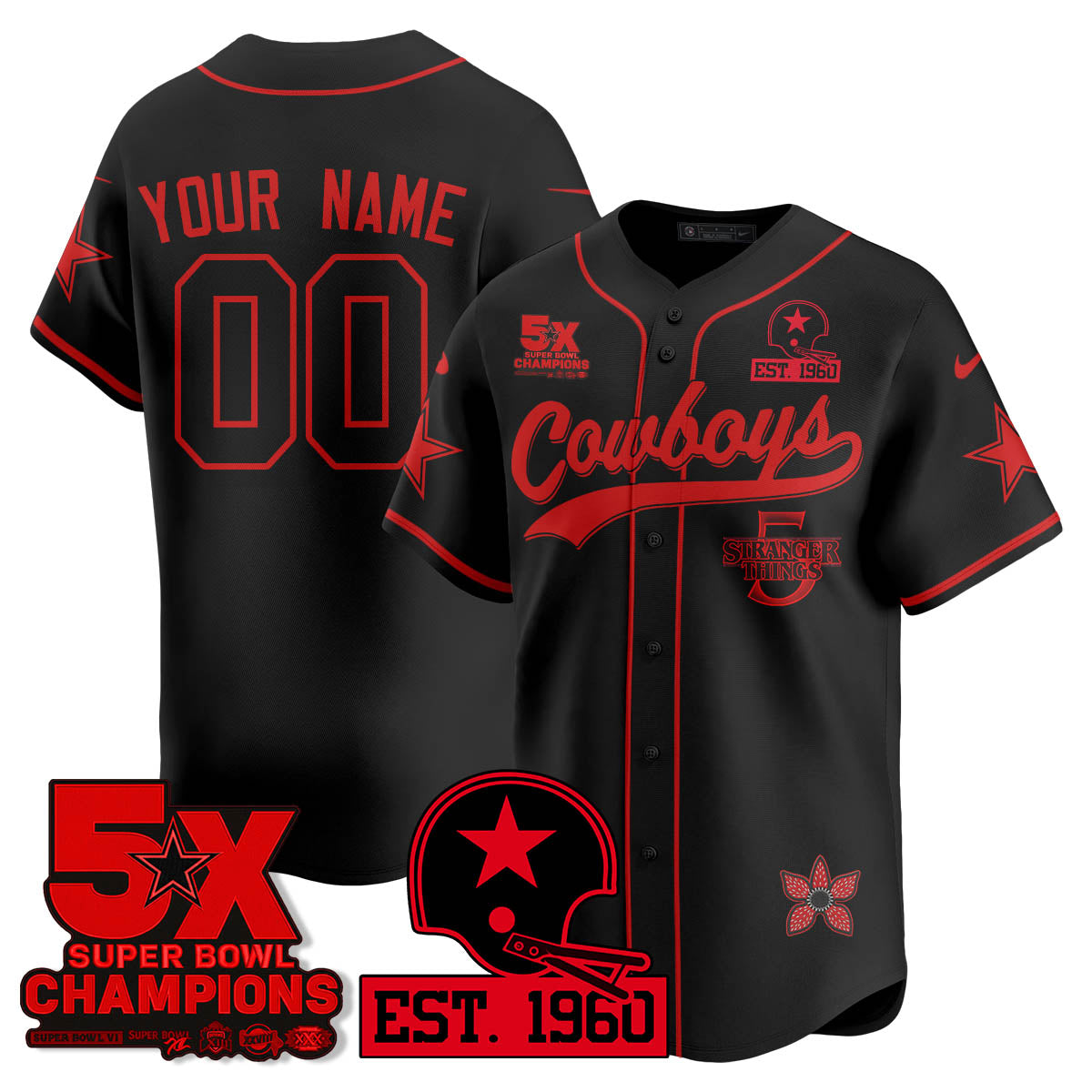 DAL Stranger Things Vapor Limited Baseball Jersey - All Stitched