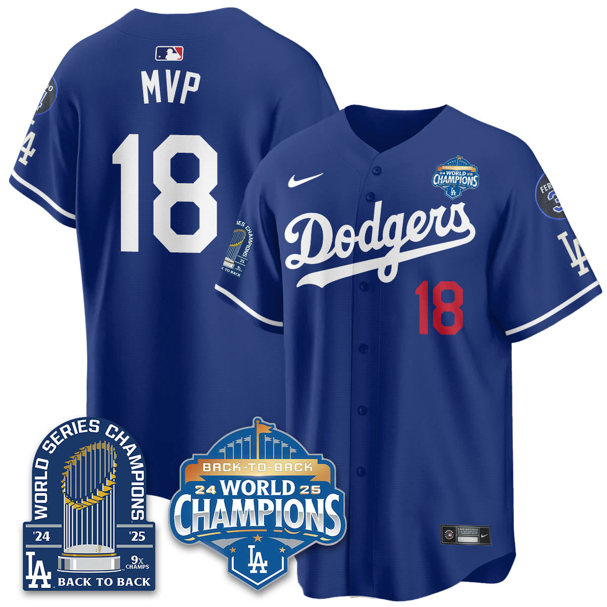 LAD 2025 World Series Champions Men Jersey - 9x Champs - All Stitched N2